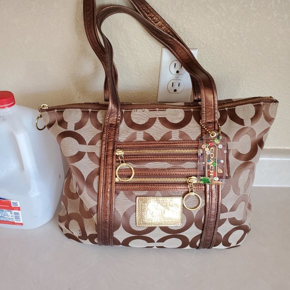Vintage Coach Poppy Op Art Signature C's Tote Bag Purse c - Picture 1 of 14